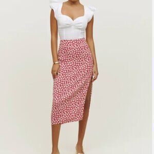 Reformation Phoebe Midi Skirt side slit Grenadine - Size 0